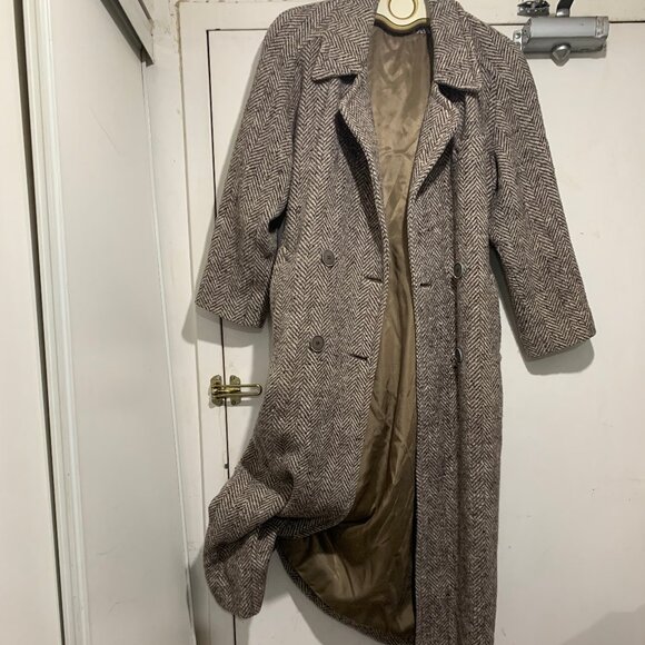 VINTAGE RAFFINATI TWEED DOUBLE BREAST TRENCH COATS SIZE M/L - Picture 8 of 11
